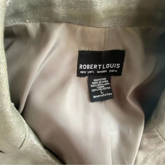 Trench Coat Short Robert Louis New York London Paris Silver Lemay Women's Size L - Picture 4 of 5